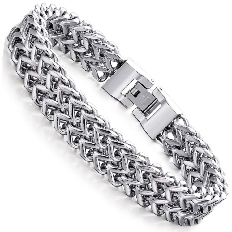 Stainless Steel 12mm Two-Strand Chain Bracelet